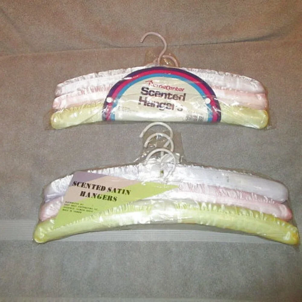 Vtg Satin Padded Hangers Set Of 6 Princess Boudoir Lingerie Bridal Purple NEW